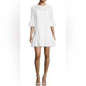 Kate Spade New York White Lace Flounce Shift Dress